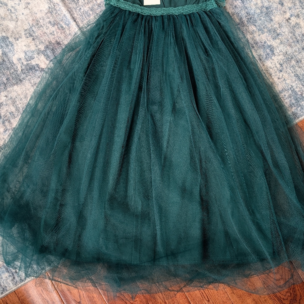 Trish Scully Child ALLESSANDRA DRESS EMERALD Green Tulle Short Sleeve NWT Size 8 - Picture 3 of 9